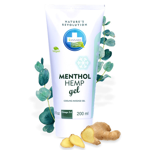 MENTHOL HEMP GEL efecto frío · Gel de cáñamo natural y vegano para alivio y masaje