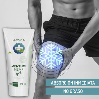 MENTHOL HEMP GEL efecto frío · Gel de cáñamo natural y vegano para alivio y masaje